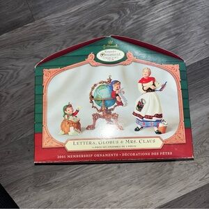 Vintage 3pc set of Hallmark LETTERA GLOBUS AND MRS. CLAUS Christmas Ornament HTF